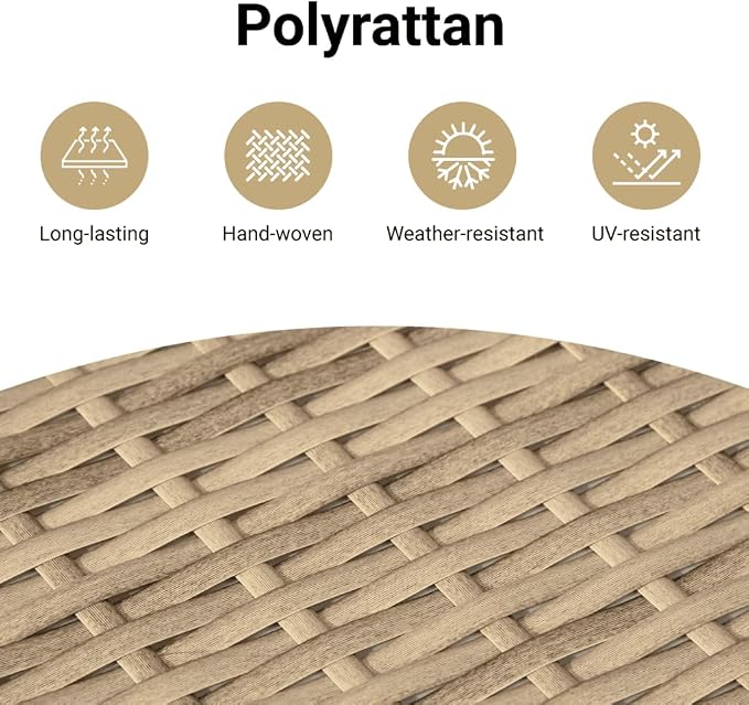 vidaXL Patio Table, Outdoor Coffee Table, Patio Furniture, Rectangular Garden Table for Lawn Backyard, Beige Poly Rattan Acacia Wood
