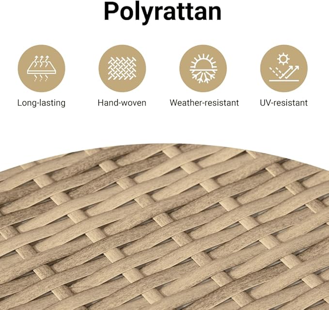 vidaXL Patio Table, Outdoor Coffee Table, Patio Furniture, Square Garden Table with Wooden Top for Lawn Backyard, Beige Poly Rattan Acacia Wood