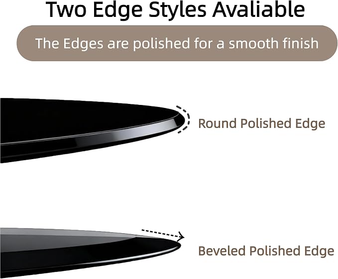 30 Inch Round Black Tempered Glass Table Top, Black Table Surface Protector, Safe 1/4" Thick-Round Polished Edge, Replacement Glass Top for Home, Office, Patio, Outdoor/Indoor