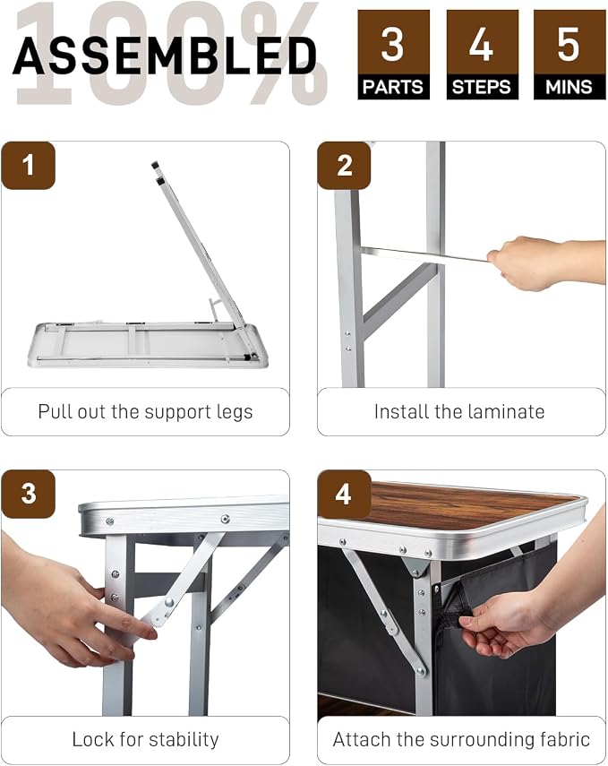 Outvita Portable Bar Table, 2pcs Outdoor Folding Mobile Bar Counter with 2 Tier Shelves and Black Skirt for Wedding Party Birthday Commercial Activity Musical Festival 39 "L x 34" H