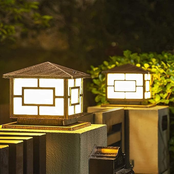 Pillar Lights Outdoor, E26 Waterproof Light Fixture Aluminum Glass Post Column Lamp Victorian Fence Garage Pavilion Courtyard Lighting ( Color : Bronze )¡­, S-Bronze