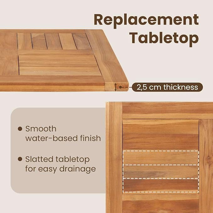 vidaXL Solid Teak Wood Table Top Square Dining Wooden Replacement Tabletop Kitchen Dining Room Home Indoor Restaurant Furniture 27.6"
