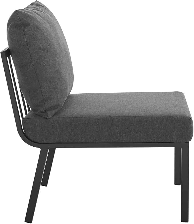 Modway Riverside 5 Piece Outdoor Patio Aluminum Set in Gray Charcoal