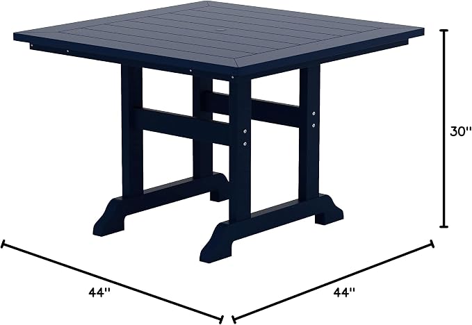 HDPE Laguna 43" Square Dining Table,Navy Blue