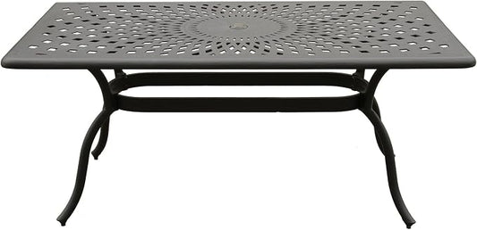 Modern Outdoor Mesh Aluminum Black 67-in Rectangle Patio Dining Table