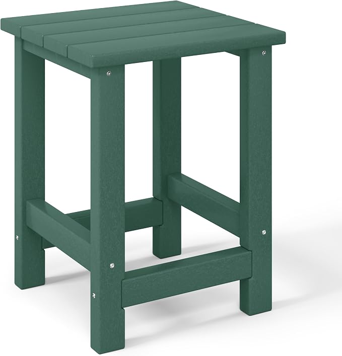 WestinTrends Malibu Kids Outdoor Patio Furniture HDPE Adirondack Square Side Table, Dark Green