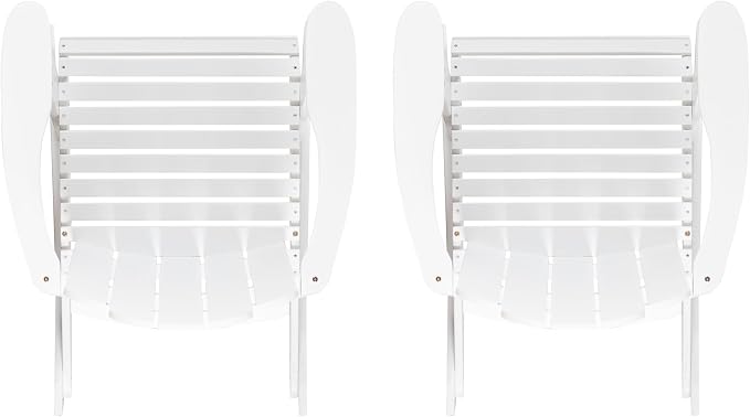 Linon Jayde White Solid Wood Outdoor Adirondack Rocking Chair Set of 2