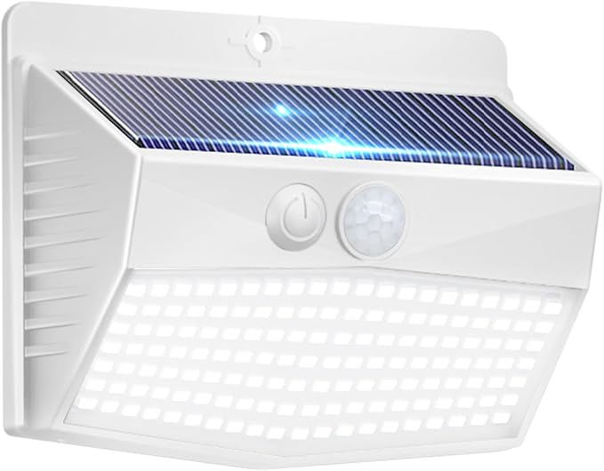 1 Pack Solar Motion Lights Outdoor, Solar Security Light with 3 Modes, IP65 Waterproof Flood Lights Outside for Camping Garden Patio Garage Backyard, White