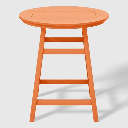 WestinTrends Outdoor 35" HDPE Round Patio Counter Height Bar Table, Orange