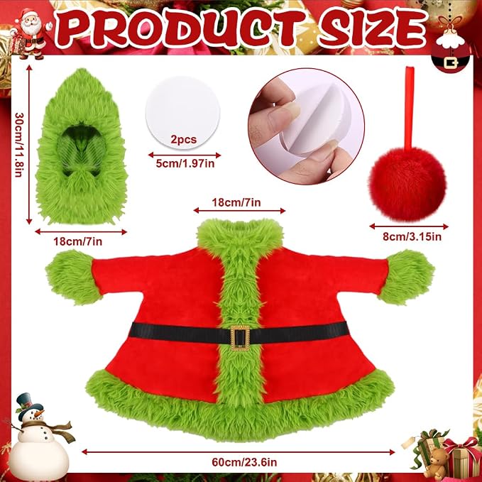 Christmas Winter Goose Outfit for 23" Porch Goose Holiday Red Green Cloths Costume Xmas Winter Outdoor Garden Patio Yard Lawn Art Decoration