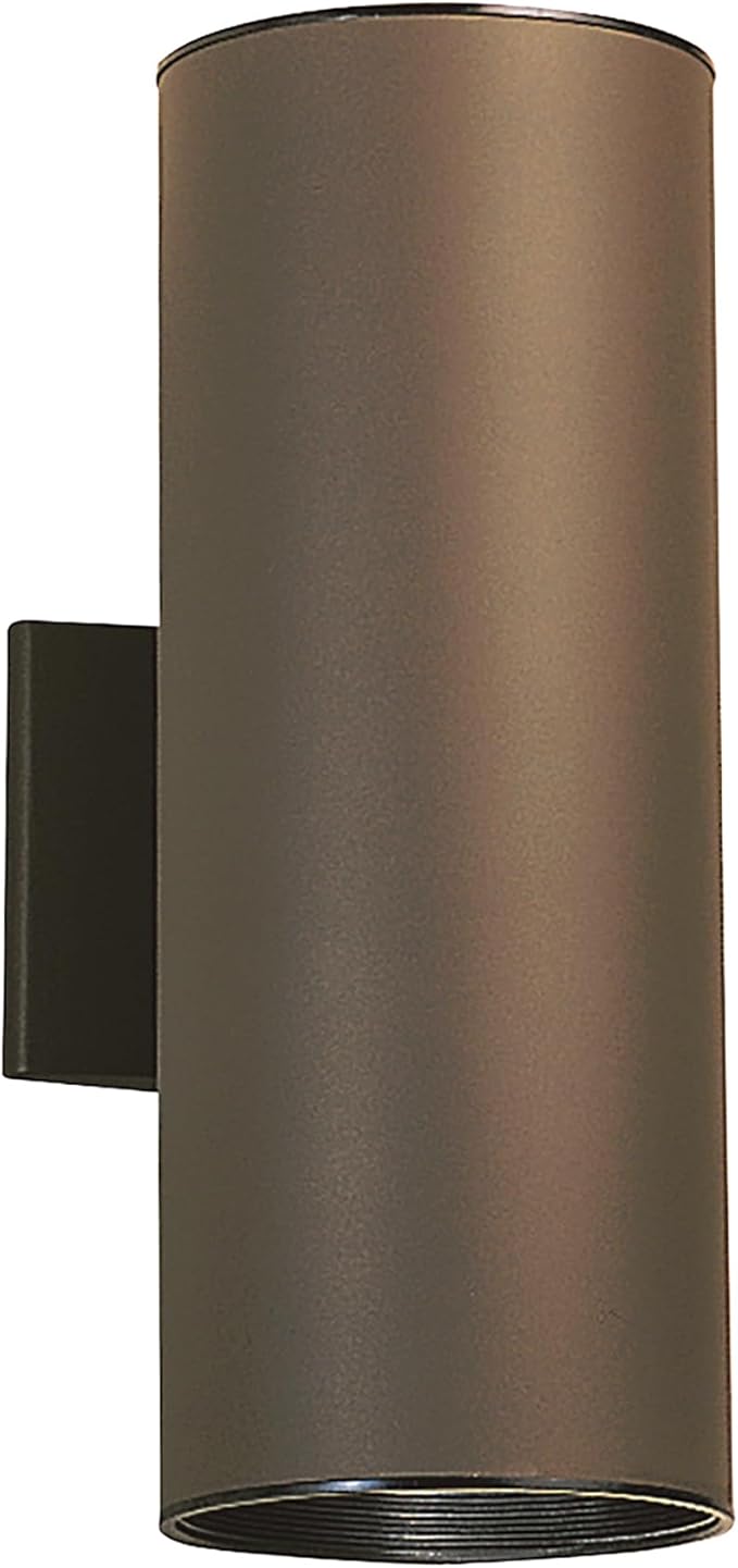 Kichler Cylinders 15" 2-Light Outdoor Cylinder Wall Sconce in Architectural Bronze, (15" H x 5.75 W), 9246AZ