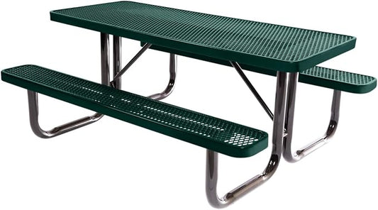 COATEDOUTDOORFURNITURE T6-DGRN Heavy Duty Rectangular Portable Picnic Table, 6 Ft, Dark Green, Made in America