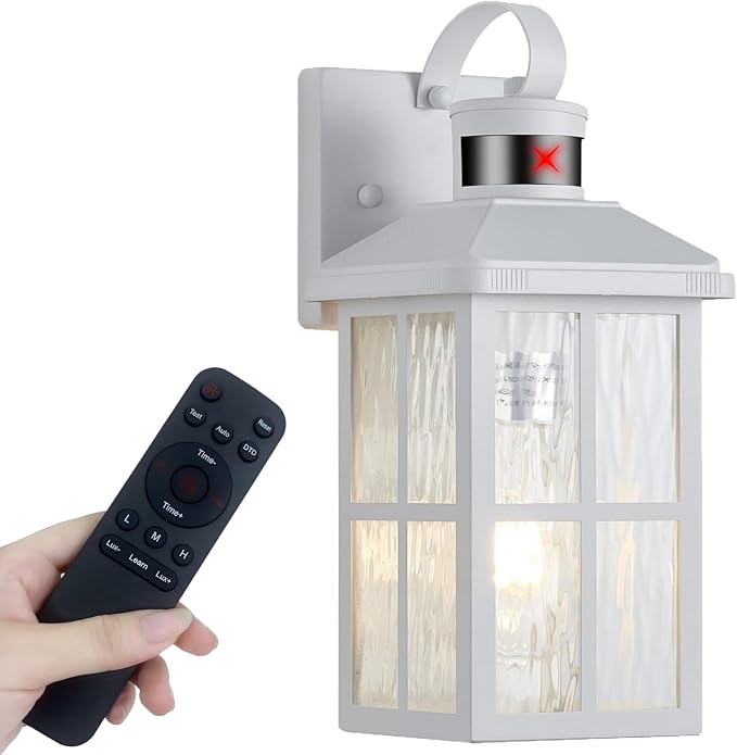 Porch Lights Outdoor with Remote, Motion Sensor Exterior Lighting Fixtures | 2 Pack Intelligent Outdoor Wall Lights, 4 Lighting Modes Outdoor Sconce Lights for House Patio Front Door Garage