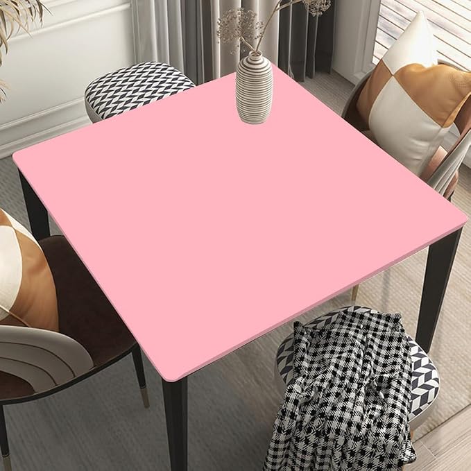 Stretch Picnic Tablecloth Suit for 40"x40" Table LightPink Outdoor Table Covers for Dining Kitchen Home Party Style117