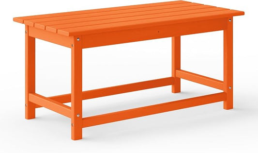 WestinTrends Malibu Outdoor Coffee Table, 35" x 17.5" All Weather Poly Lumber Patio Adirondack Coffee Table for Garden Lawn Porch Balcony, Orange
