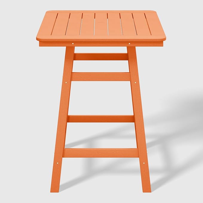 WestinTrends Malibu Square Outdoor Patio Counter High Bistro Bar Table with Umbrella Hole 37" Tall, Orange