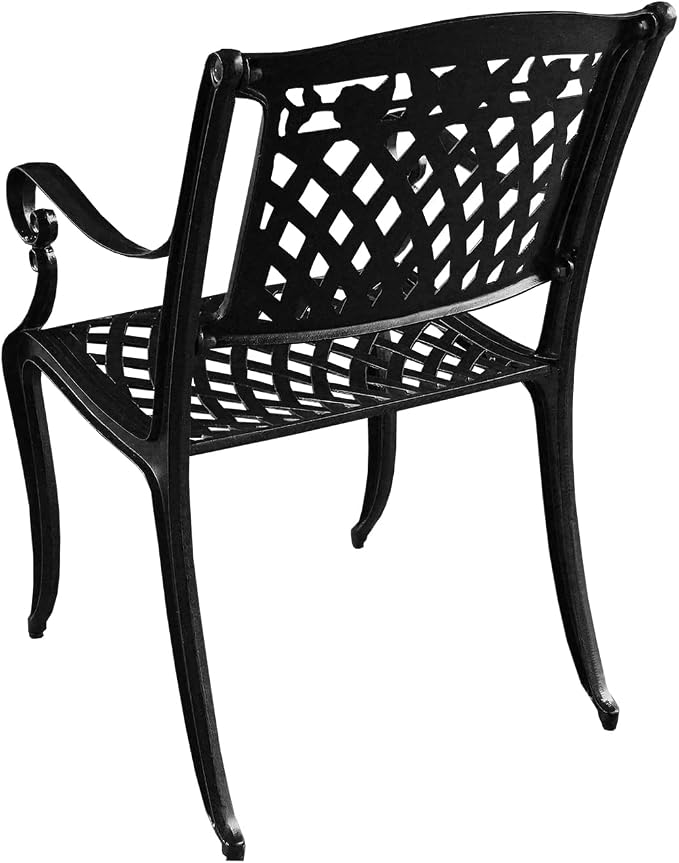 Oakland Living Modern Ornate Outdoor Mesh Aluminum 48-in Black Round Patio Dining Set with Four Chairs