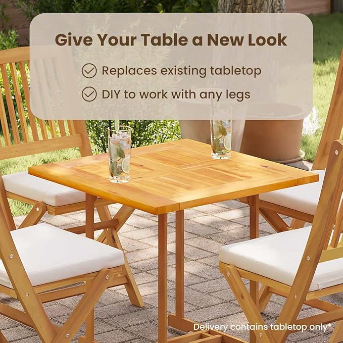 vidaXL Solid Teak Wood Table Top Square Dining Wooden Replacement Tabletop Kitchen Dining Room Home Indoor Restaurant Furniture 27.6"