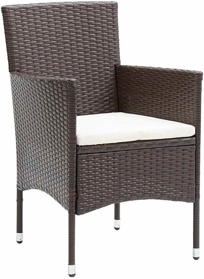 Afuera Living 5 Piece Poly Rattan Patio Dining Set, Brown Finish, Powder-Coated Steel Frame, Tempered Glass Table, Weather-Resistant Cushions, Modern Outdoor Seating for Patio, Deck, or Garden