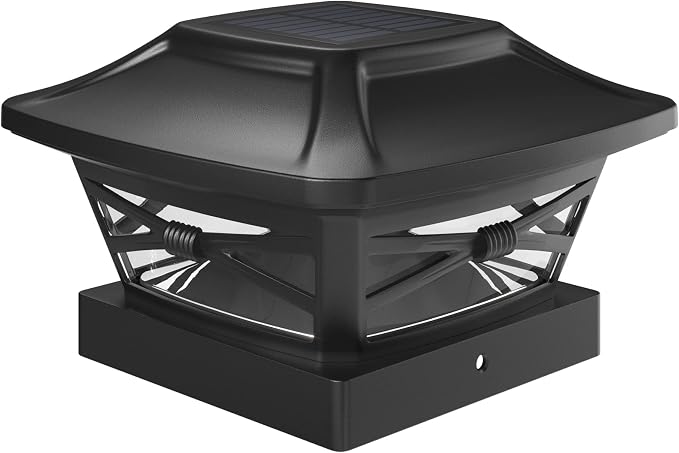Davinci Lighting Renaissance Solar Outdoor Post Cap Lights - Includes Bases for 4x4 5x5 6x6 Posts - Bright LED Light - Slate Black (1 Pack) | Slate Black, fence/deck/garden/patio posts, UV fade-protected plastic, auto-on, 7-8h runtime, cordless, IP44, ...