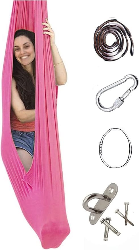 Kids Therapy Swing Adjustable Aerial Yoga Cuddle Hammock Indoor Outdoor Snuggle Swing with Special Needs Ideal for Children Calming & Relaxing Sensory Integration