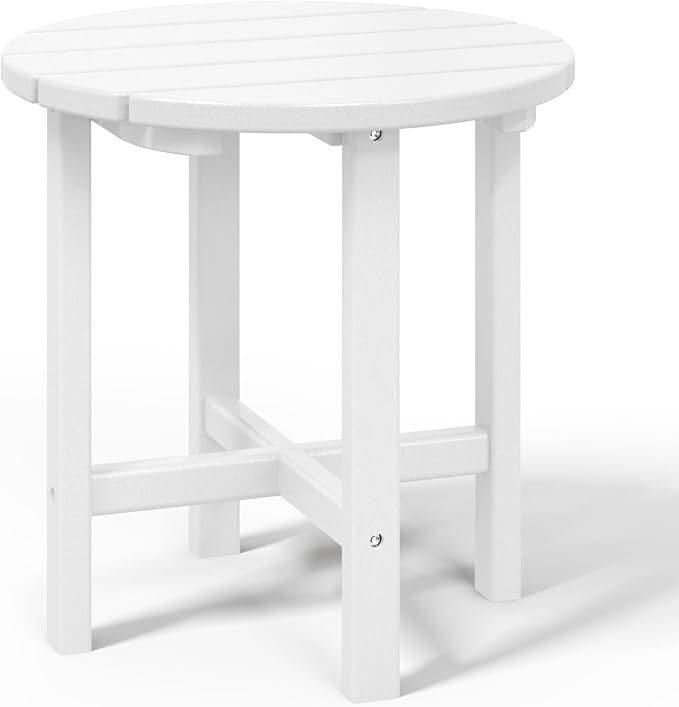WestinTrends Dylan Adirondack Round Outdoor Side Table, White