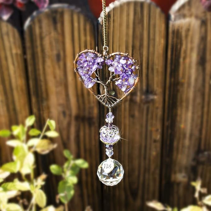 Tree of Life Crystal Suncatcher Rainbow Drop Pendant Window Decor | Tree of Life Crystal Suncatcher Hanging Drop Pendant Rainbow Maker for Window Home Garden Car Office Wedding Decor