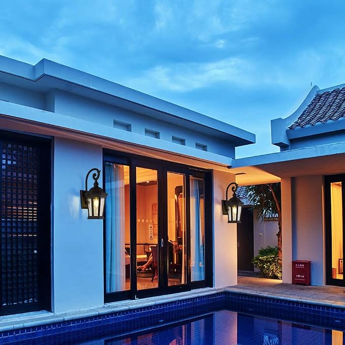 Black Outdoor Wall Lantern, Large Outdoor Porch Light Fixtures