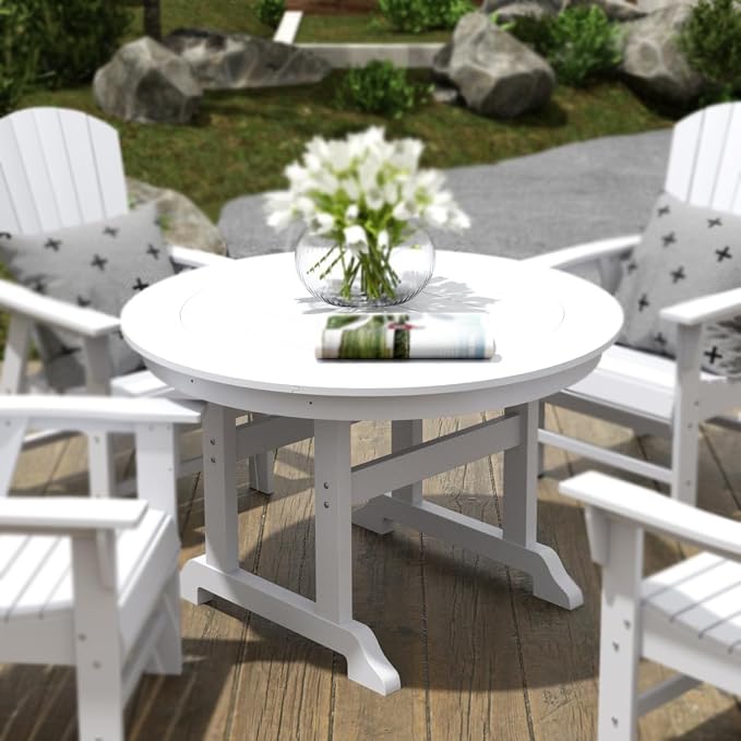 HDPE Laguna 47" Round Dining Table,White