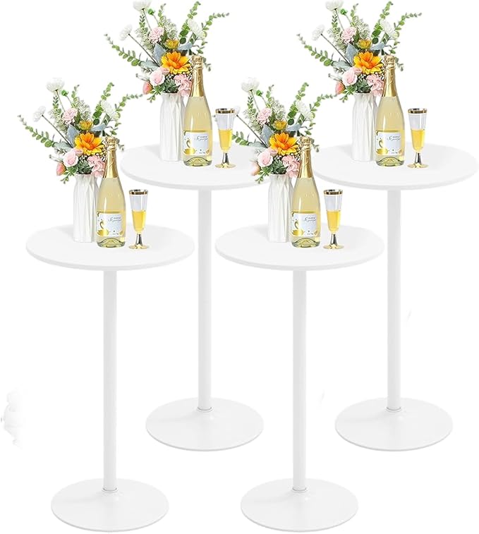 ERGOMASTER Cocktail Table,Two-in-one Modern Style Standing Circular Bar Table 40"/22" Two Convertible Height Suitable for Dining Room, Restaurant, Kitchen (4, White)
