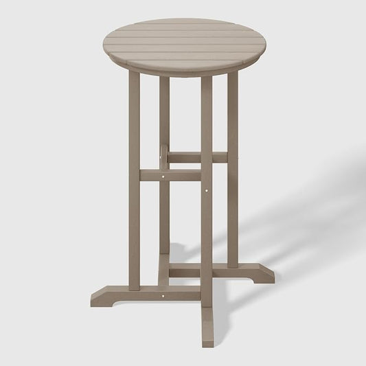 WestinTrends Malibu 37" Counter Height Round Outdoor Patio Bistro Bar Table, Weathered Wood