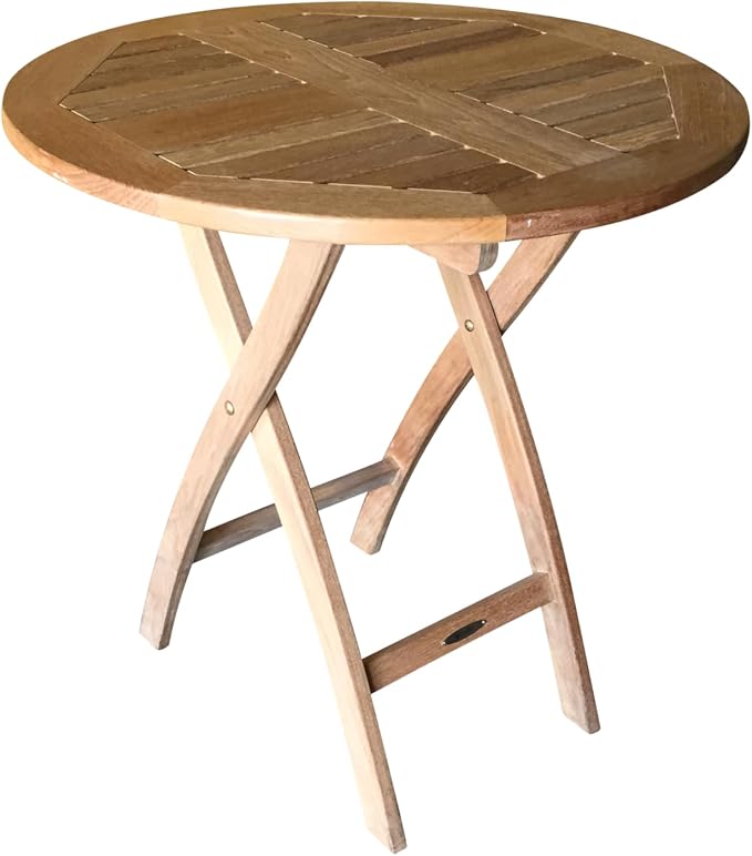 Cafe Teak Folding Round Table, Natural