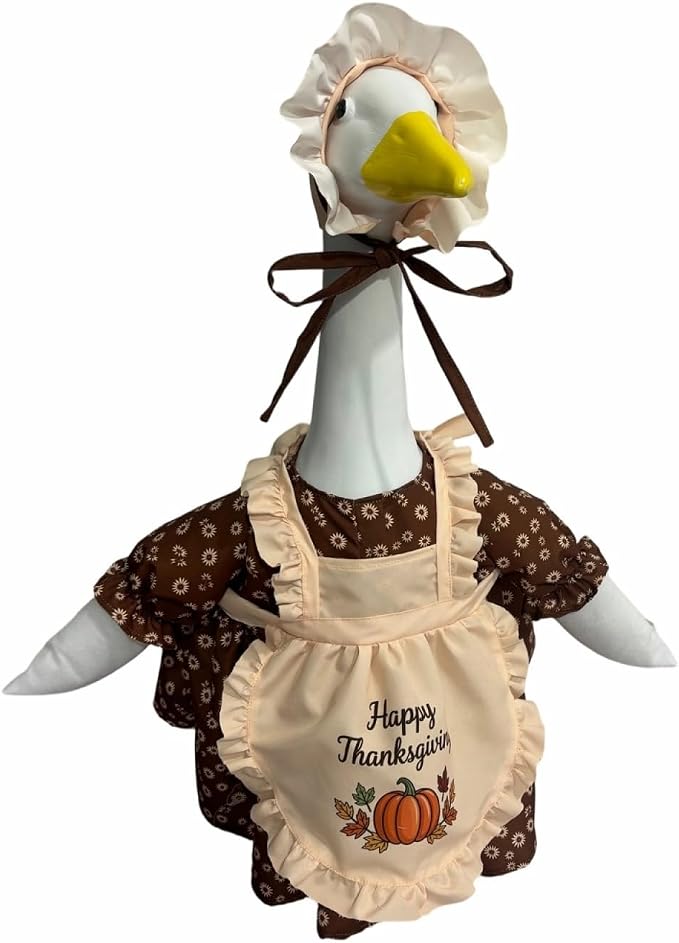 Halloween Porch Goose Outfit 23 Inch Porch Goose Clothes for Holiday | Pumpkin Dress Cape Witch Hat, Thanksgiving Goose Outfit, Christmas Goose Clothes, Holiday Costume for Lawn Geese Status