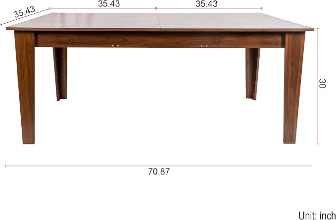 70.86" - 106.5" Extendable Dining Room Table, Modern Extra Long Folding Dining Tables, Outdoor Patio Furniture Set for 2-8 People, Adjustable Kitchen Dinner Table, Walnut