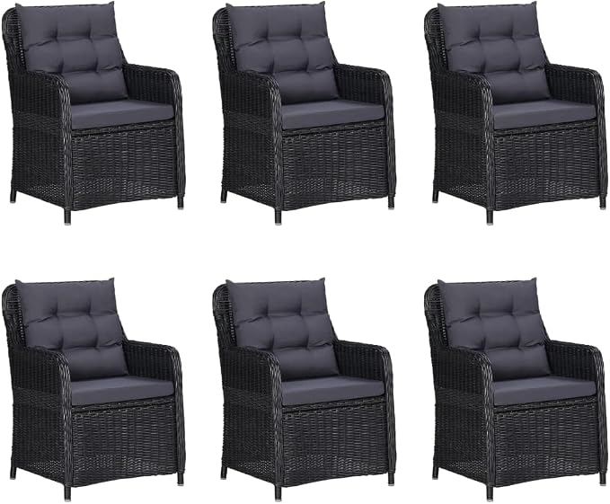 7 Piece Patio Dining Set,Outdoor Bar Table,Patio Bar Set,Modern Outdoor Furniture,Dining Bench with Back,Bistro Set,for Patio Deck Garden,Backyard & Lawn,Black