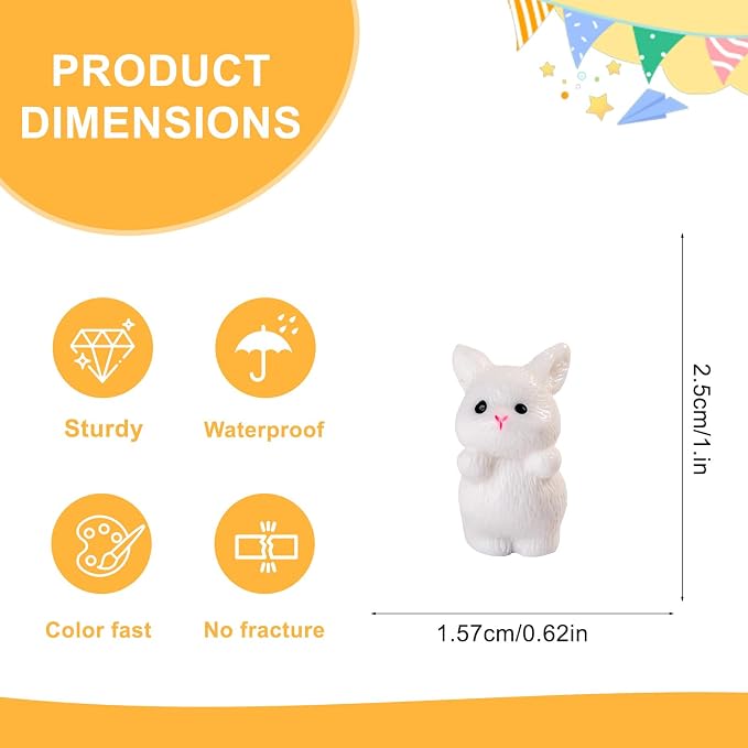 Easter Mini rabbit 30pcs Mini Bunny Easter Decor Mini Resin Bunny Tiny White Rabbits Figurines Tiny Animals to Hide Fairy Garden Miniature Ornaments for Easter Egg Fillers Desktop Cake DIY Crafts