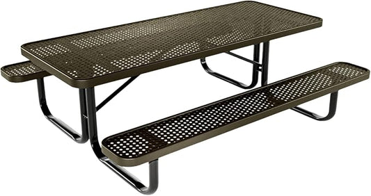 COATEDOUTDOORFURNITURE Heavy-Duty Portable Outdoor Kids Table, Punched Steel Kids Picnic Table, Commercial-Grade Picnic Table, Made in America (6ft Rectangular, Childrens, Textured Gold Vein)