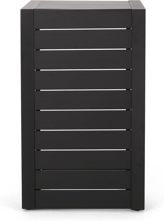 24" H Aluminium Black Patio Side Table, Small C-Shaped Outdoor Sofa Table,Coffee Table for Patio, Garden,Balcon,Black