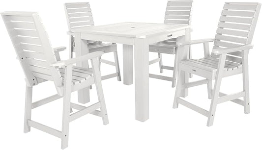 highwood Weatherly 5 Piece Square Counter Height Outdoor Dining Set, White