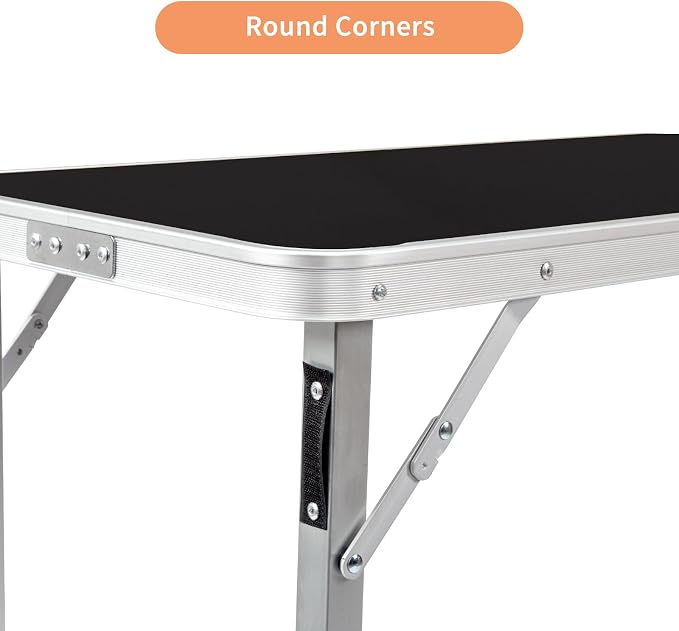 Portable Outdoor Bar Table - Folding Camping Table 2-Tier Shelves with Carrying Case, Storage Shelf & Black Skirt, Tradeshow Podium Table for Events, Camping, Party, Picnic, Exhibition - Black