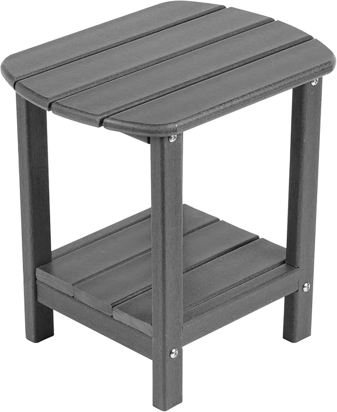 Adirondack Square Outdoor Side Table,2-Tier Storage Patio Side Table with Weatherproof HDPE Material Low