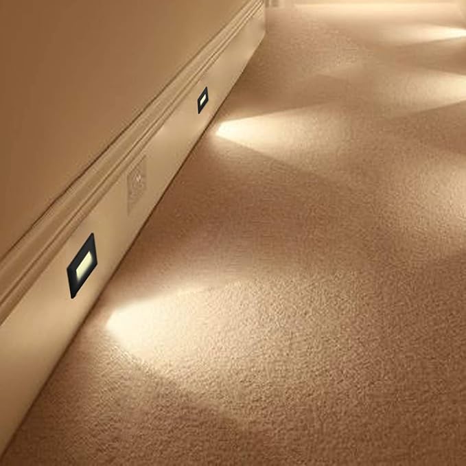 Ciata LED Stair Lights Indoor, Step Lights Outdoor Light 3 Watt, Warm White Stairway Lighting for Outdoor and Indoor Stairs 3000K Concrete, Home Theater Lighting, Black Finish, Horizontal, 3 Pack