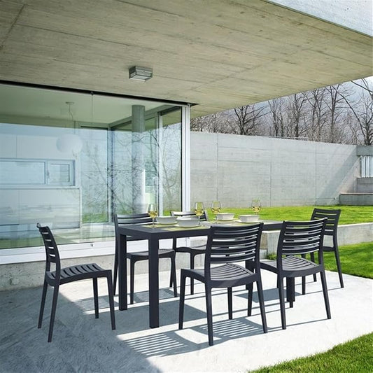 Compamia Ares 7 Piece Patio Dining Set in Dark Gray, Commercial Grade