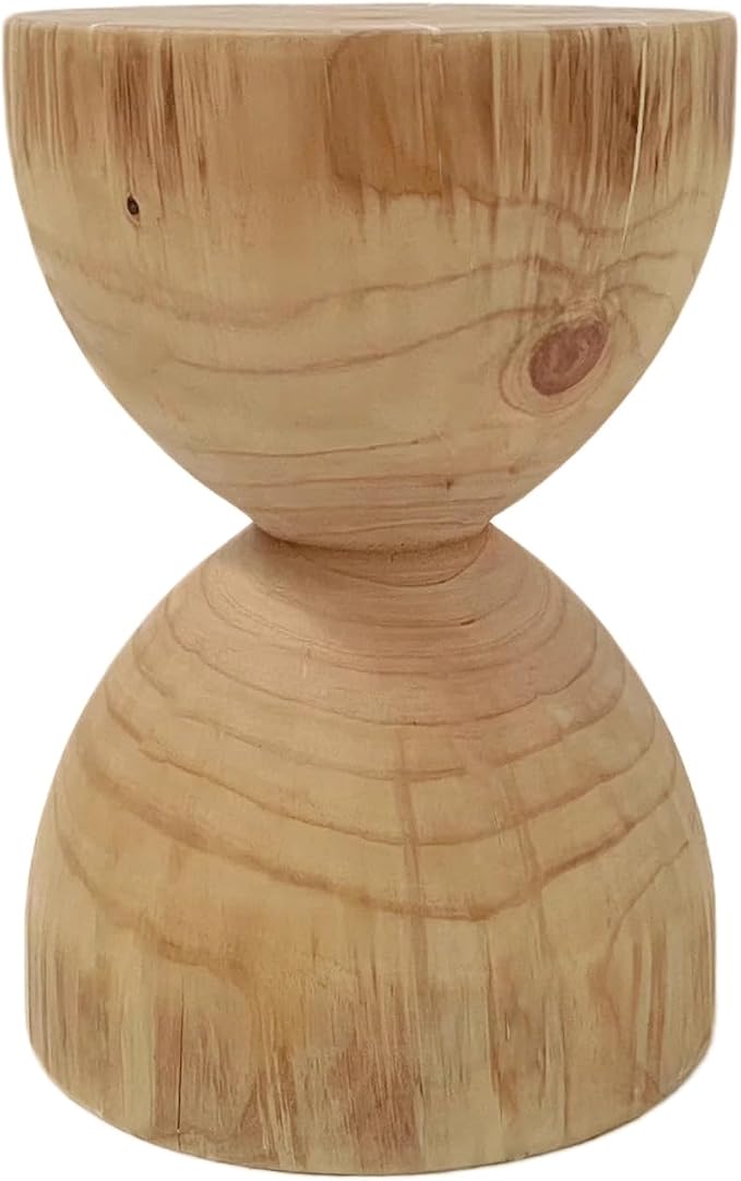 Wood Side Table、Round Wood Coffee Table, Wooden Stool, Side Table, Round end Tables Living Room(Color:Log Color)