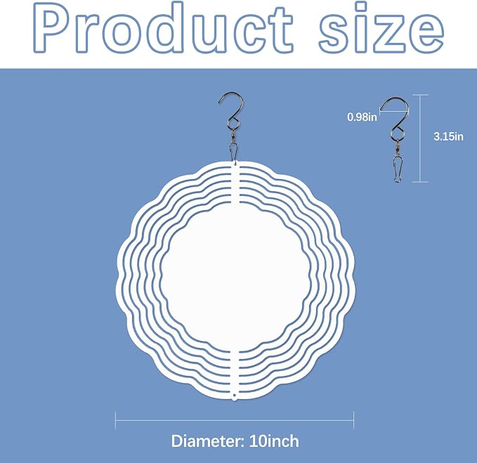 20 Pcs Sublimation Wind Spinner Blanks 10 Inch Round Aluminum Metal Wind Spinners Product Outdoor Garden Decoration for Heat Press Transfer Sublimation Blank Wind Spinners