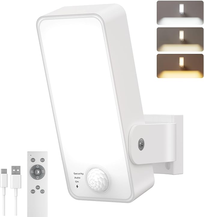 Motion Sensor Outdoor Light, 10000mAh Rechargeable Battery Operated Outdoor Lights with Remote, 3 Modes, Dimmable & 3CCT, Waterproof IP65 Outdoor Security Lights for Shady Areas, Porch, Patio, Garage