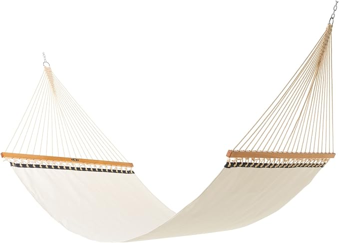 Original Pawleys Island Large Way White Sunbrella Quick Dry Hammock – 13 ft. x 55 in., 450 lb Capacity, DuraCord Rope, Oak Spreader Bar, Handcrafted in the USA