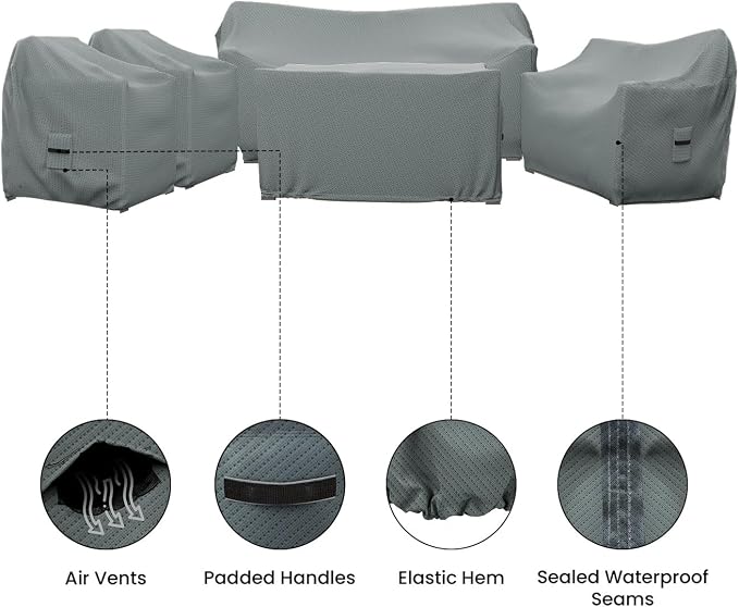 Covers & All Patio Furniture Cover, 5 Piece Outdoor Furniture Covers, Water-Repellent UV & Weather-Resistant Covers for Sofa, Loveseat, Chairs & Coffee Table