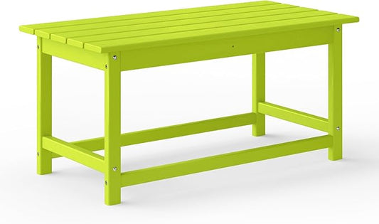 WestinTrends Malibu Outdoor Coffee Table, 35" x 17.5" All Weather Poly Lumber Patio Adirondack Coffee Table for Garden Lawn Porch Balcony, Lime