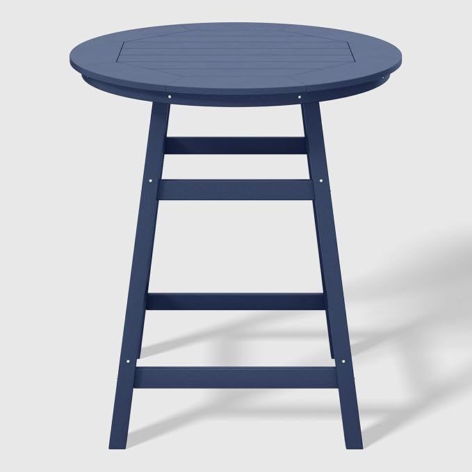 WestinTrends Outdoor 35" HDPE Round Patio Counter Height Bar Table, Navy Blue